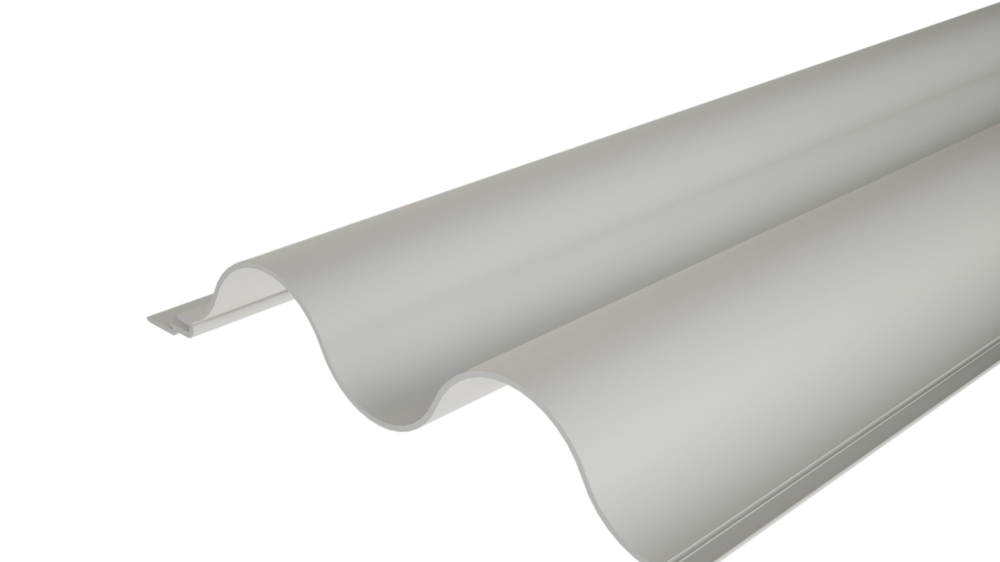 Profil wytłaczany PREFA, fala 34/100 z powierzchnią falistą do aranżacji elewacji lub do obudowy balkonu.