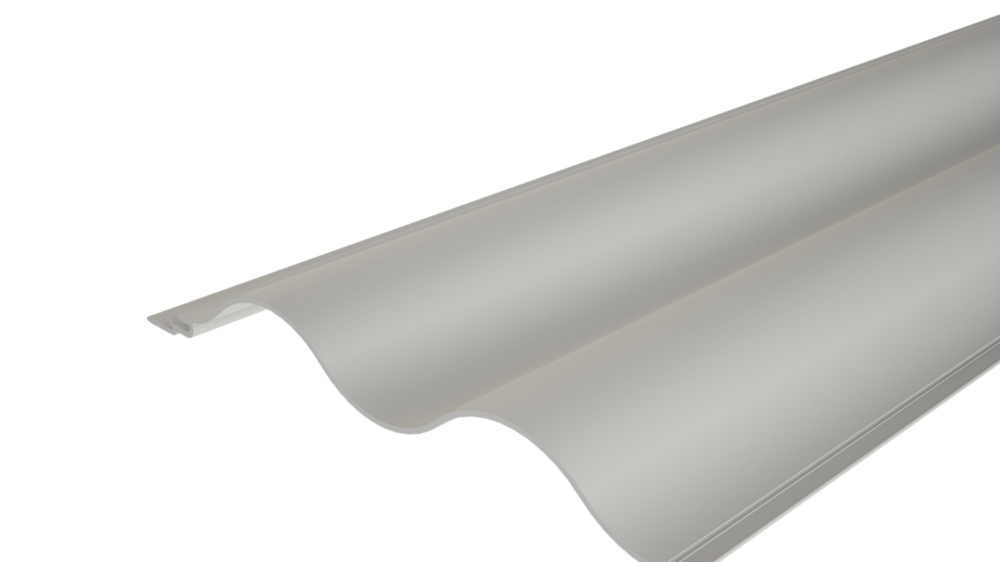 Profil wytłaczany PREFA, fala 22/100 z powierzchnią falistą do aranżacji elewacji lub do obudowy balkonu.